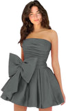 Amazing Sleeveless Pleats Short Homecoming Dresses with Bow