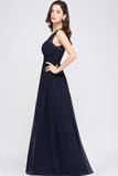 A-line Lace Sleeveless Prom Dress Long Chiffon Scoop On Sale