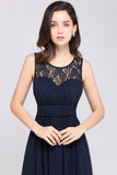 A-line Lace Sleeveless Prom Dress Long Chiffon Scoop On Sale