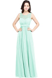 A-line Lace Sleeveless Prom Dress Long Chiffon Scoop On Sale