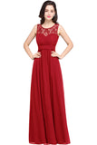 A-line Lace Sleeveless Prom Dress Long Chiffon Scoop On Sale