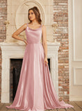 High Split Shiny Floor-Length Dresses with Spaghetti Straps-koscy