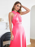 Stylish Ankle-Length Sleeveless A-Line Satin Prom Dresses