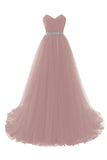 modest sweetheart sleeveless beading a-line prom dress On Sale