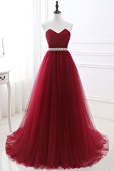 modest sweetheart sleeveless beading a-line prom dress On Sale