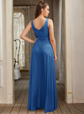 Sexy V-Neck Sleeveless Floor Length Dress with Slit-koscy